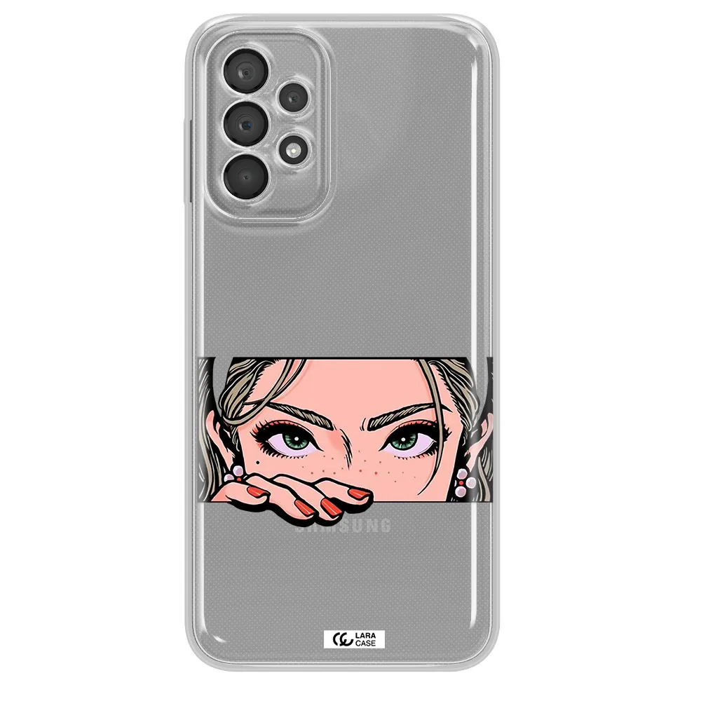 A Cartoon Of A Woman's Face Samsung A23 5G Clear Tpu Case