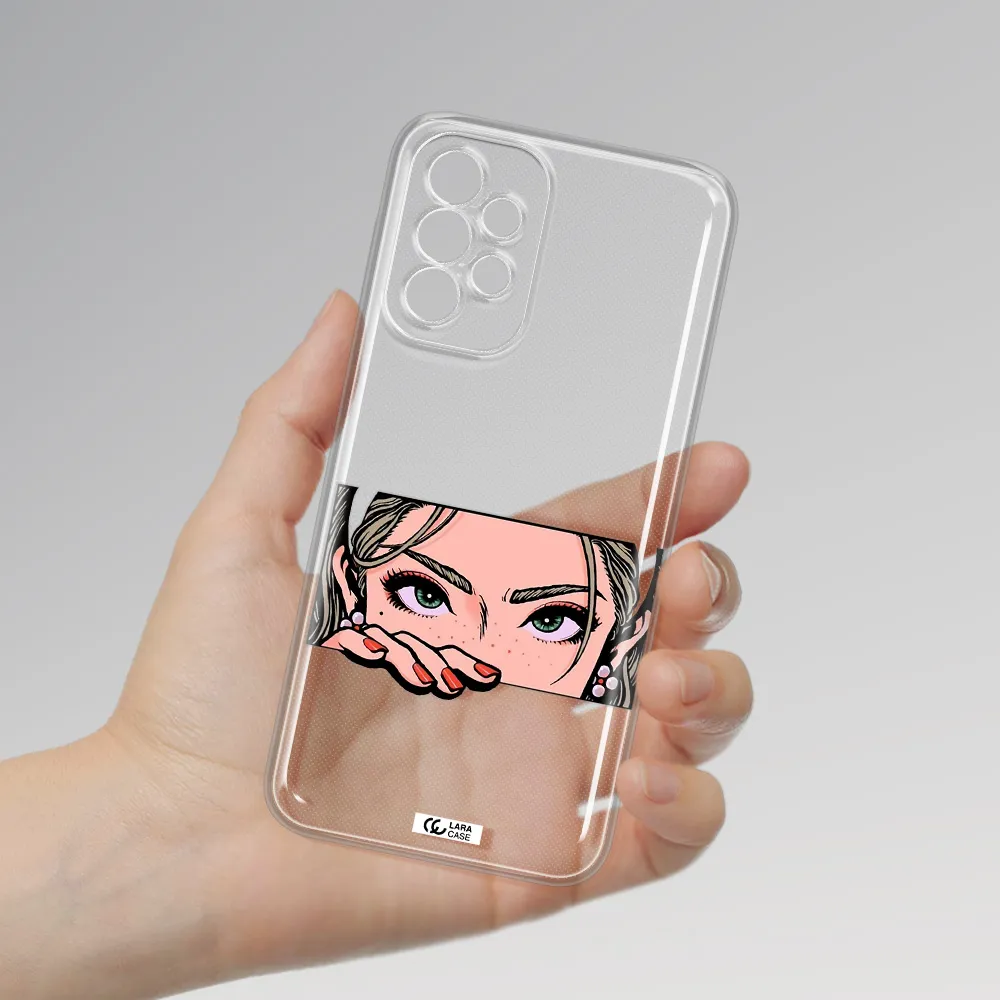 A Cartoon Of A Woman's Face Samsung A23 5G Clear Tpu Case