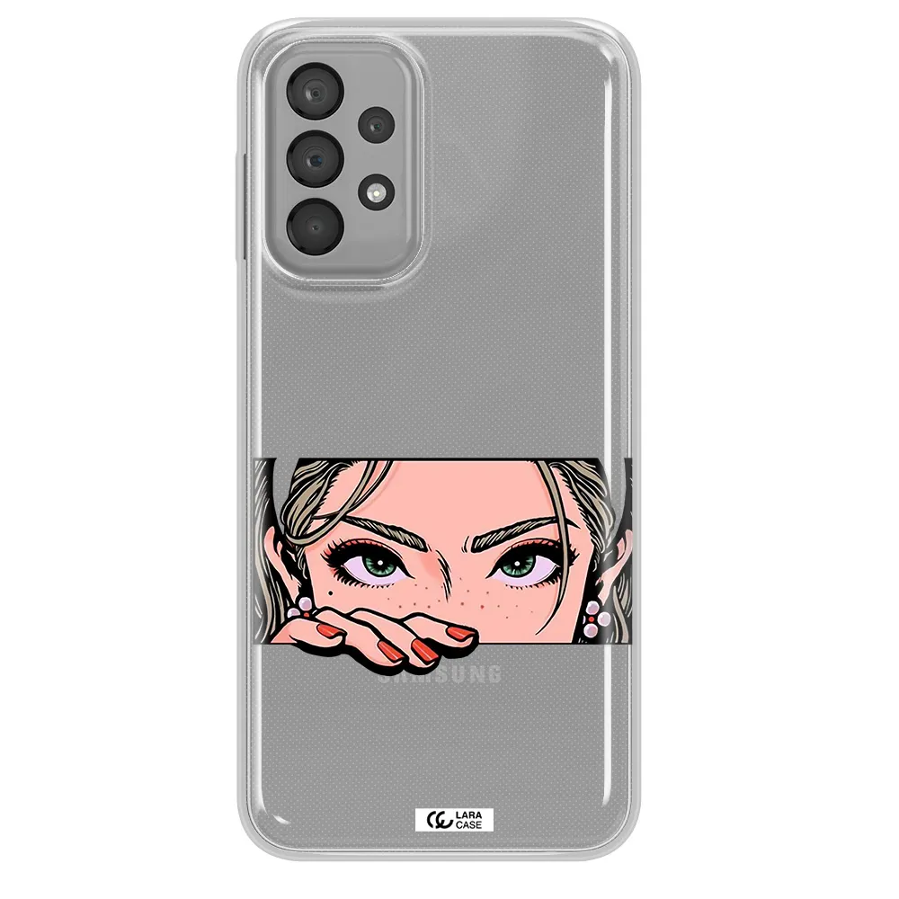 A Cartoon Of A Woman's Face Samsung A23 Clear Tpu Case