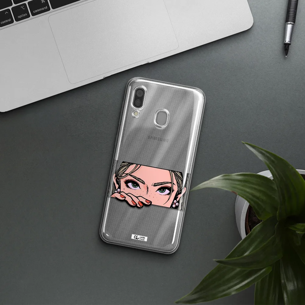 A Cartoon Of A Woman's Face Samsung A30 Clear Tpu Case
