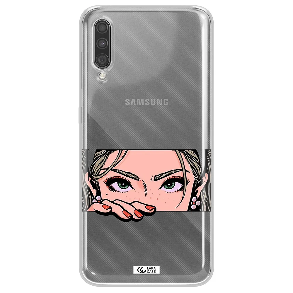 A Cartoon Of A Woman's Face Samsung A30S Clear Tpu Case