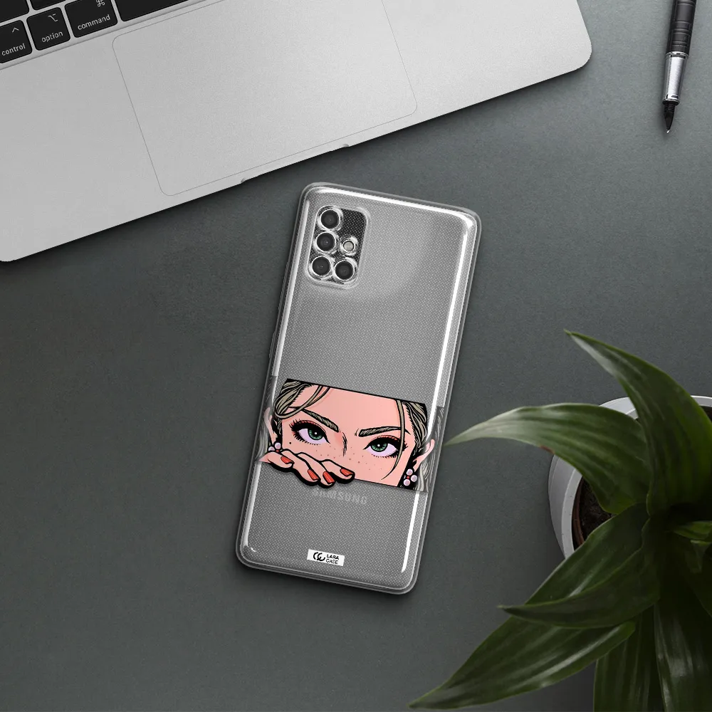 A Cartoon Of A Woman's Face Samsung A40S Clear Tpu Case