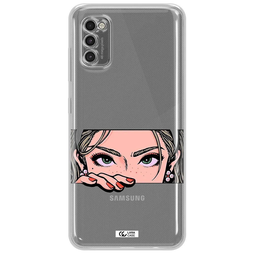 A Cartoon Of A Woman's Face Samsung A41 Clear Tpu Case