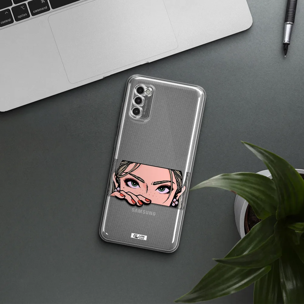 A Cartoon Of A Woman's Face Samsung A41 Clear Tpu Case