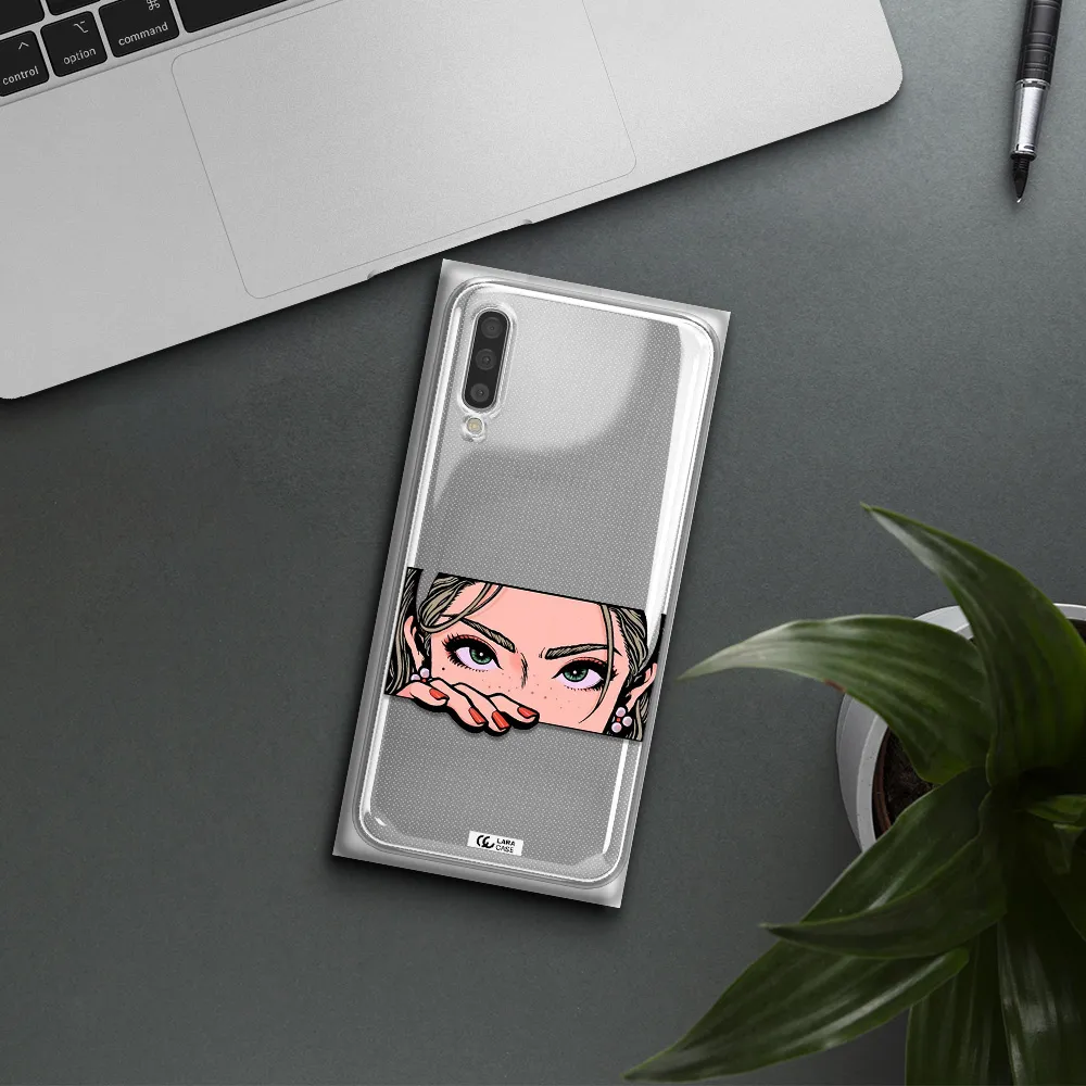 A Cartoon Of A Woman's Face Samsung A50S Clear Tpu Case