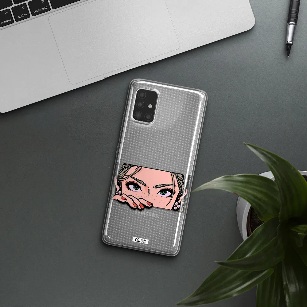 A Cartoon Of A Woman's Face Samsung A51 Clear Tpu Case