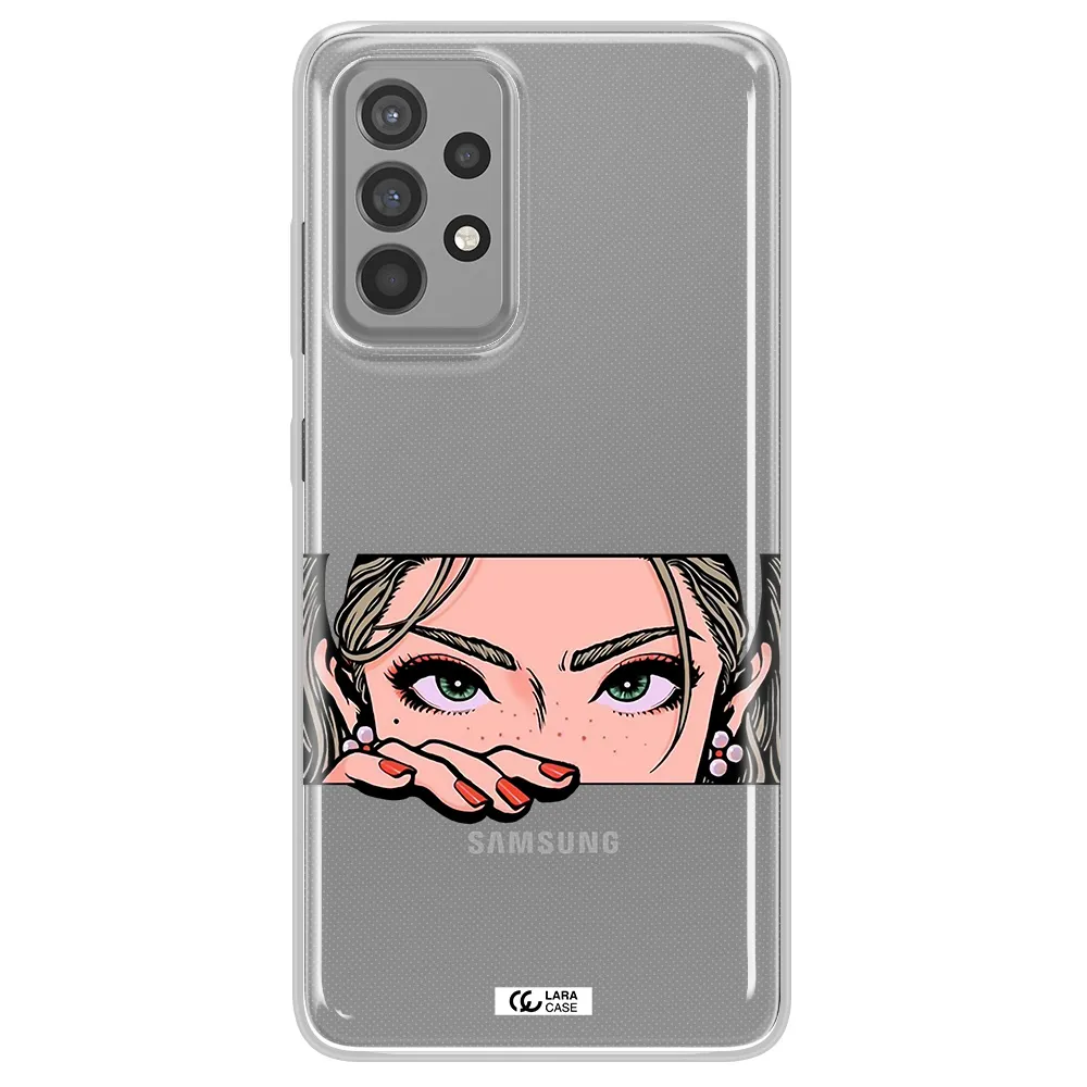 A Cartoon Of A Woman's Face Samsung A52 Clear Tpu Case