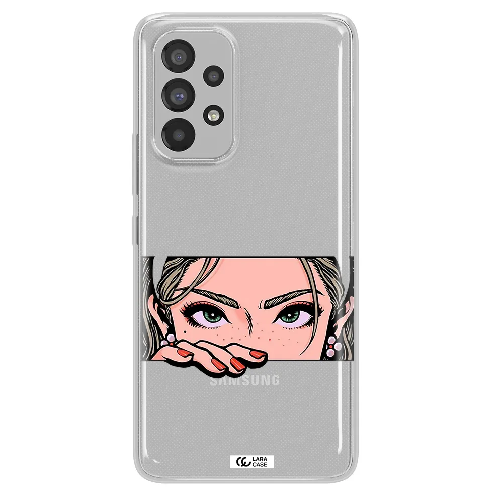 A Cartoon Of A Woman's Face Samsung A53 Clear Tpu Case