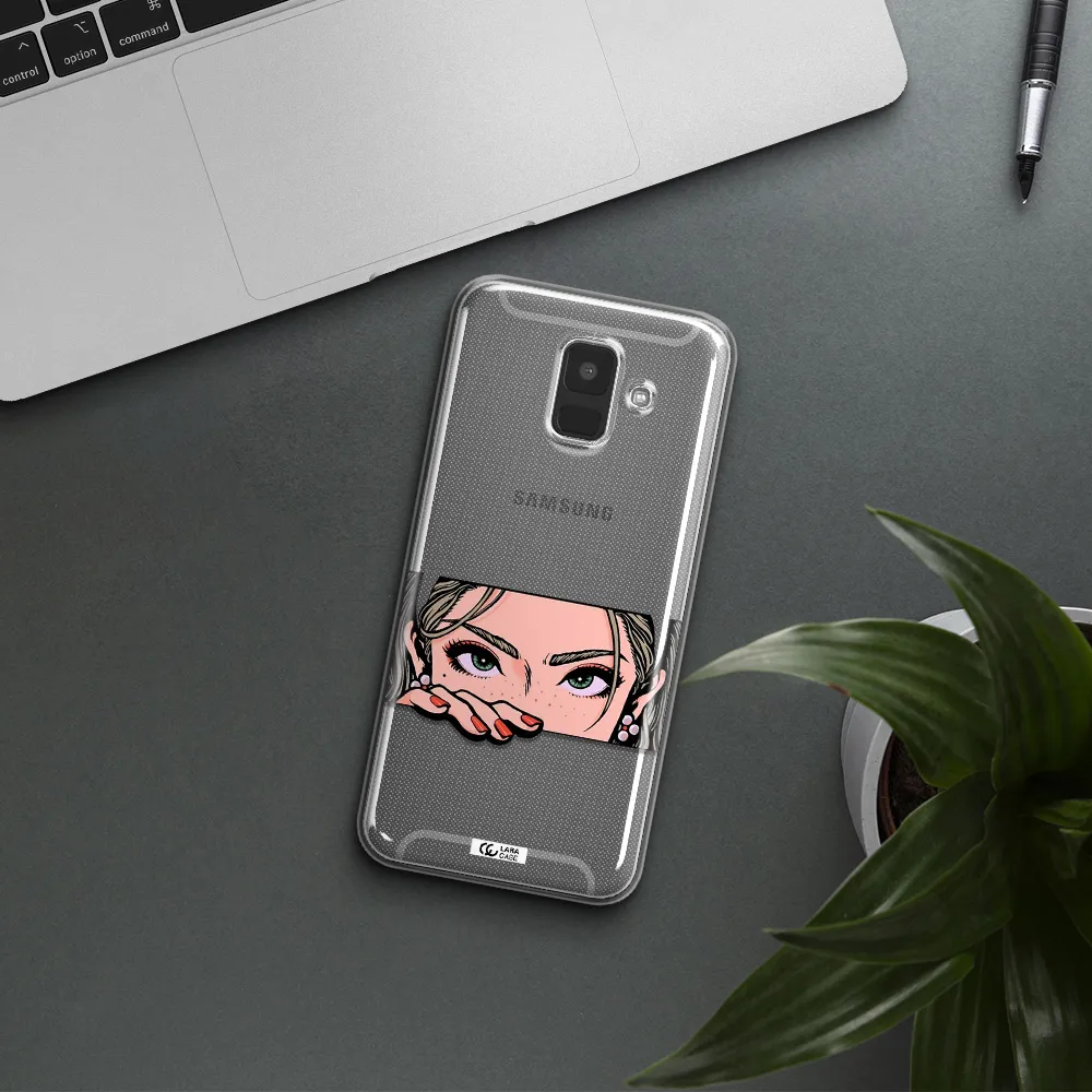 A Cartoon Of A Woman's Face Samsung A6 Clear Tpu Case