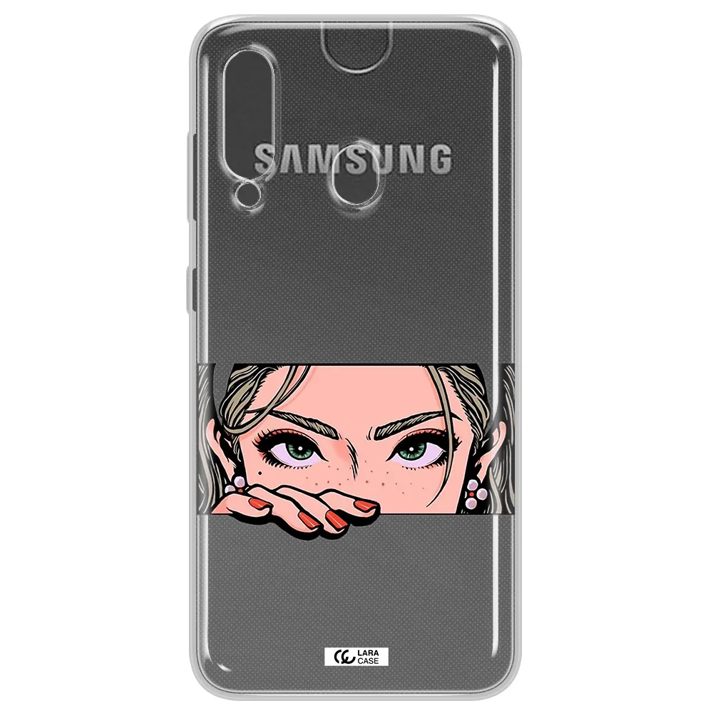 A Cartoon Of A Woman's Face Samsung A60 Clear Tpu Case