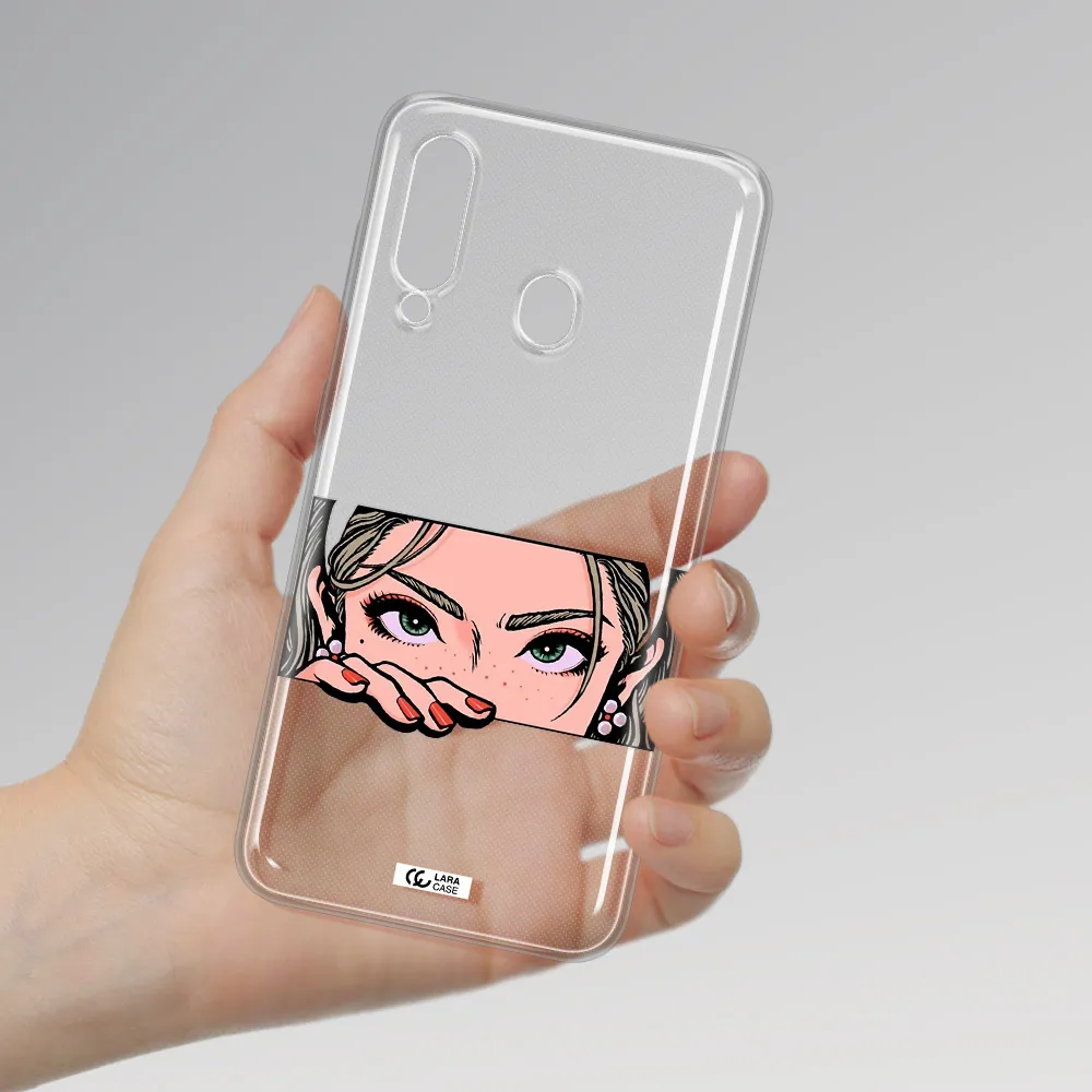 A Cartoon Of A Woman's Face Samsung A60 Clear Tpu Case