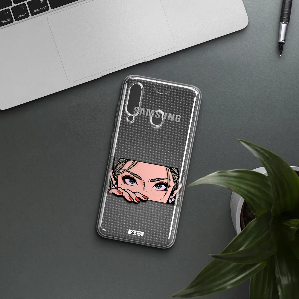 A Cartoon Of A Woman's Face Samsung A60 Clear Tpu Case