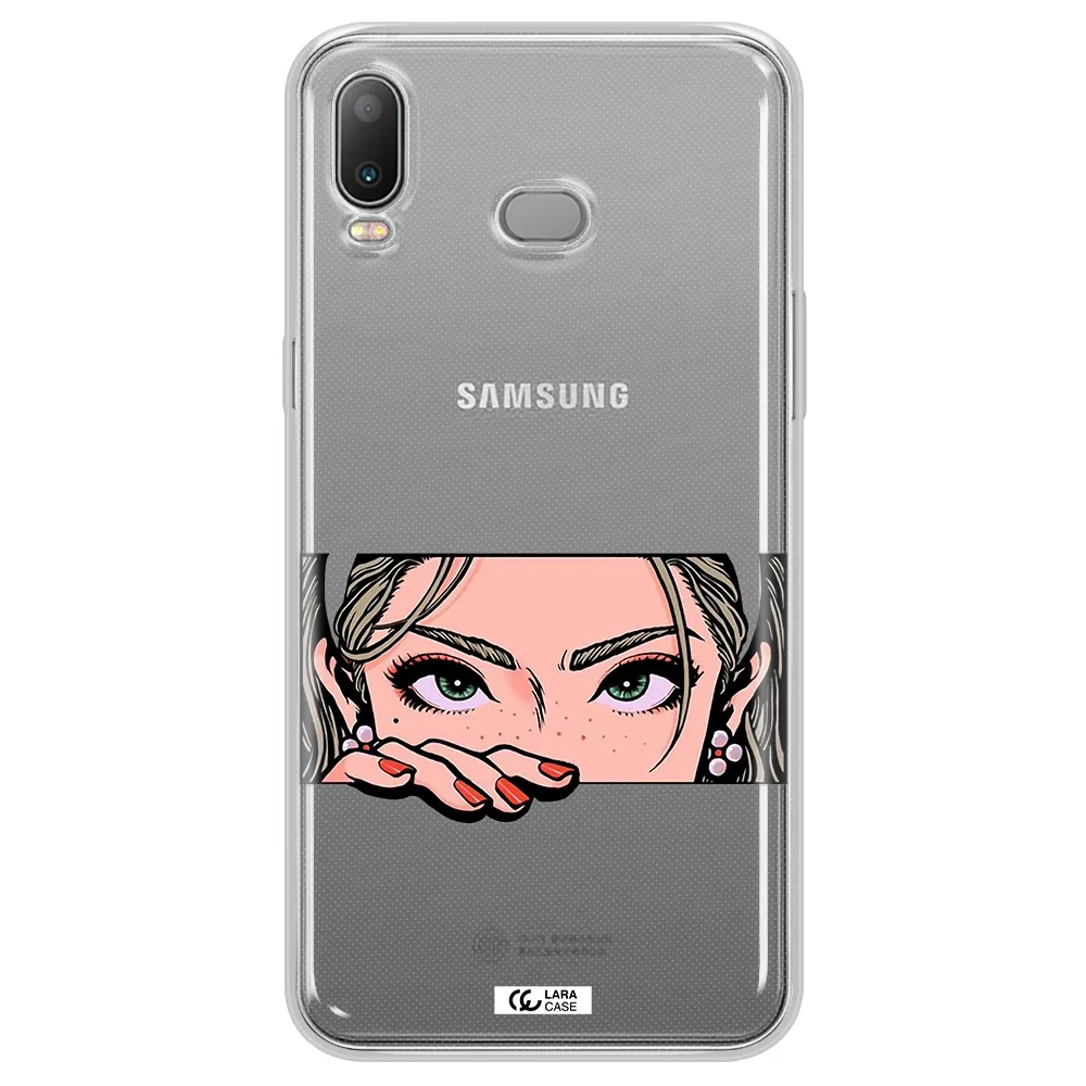 A Cartoon Of A Woman's Face Samsung A6S Clear Tpu Case