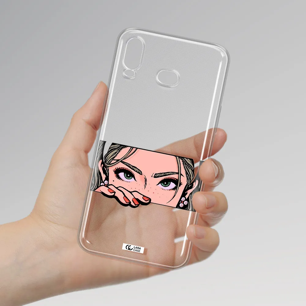 A Cartoon Of A Woman's Face Samsung A6S Clear Tpu Case