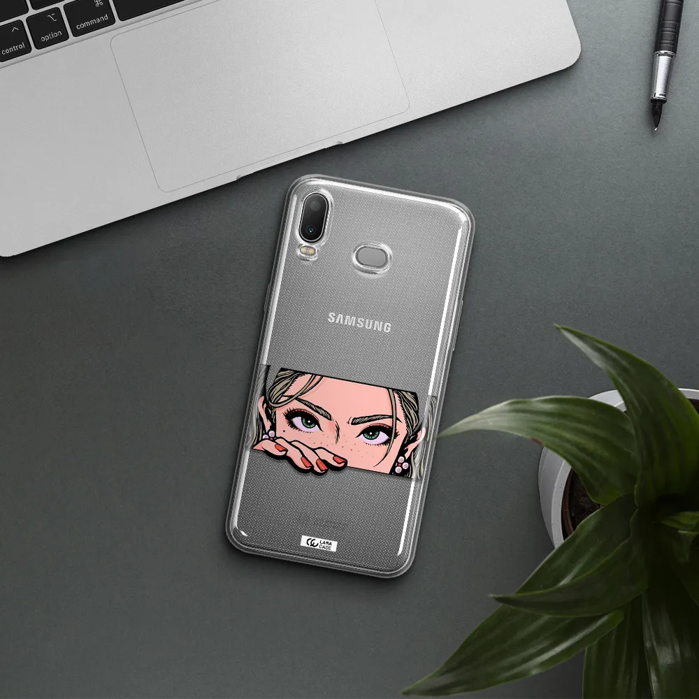 A Cartoon Of A Woman's Face Samsung A6S Clear Tpu Case