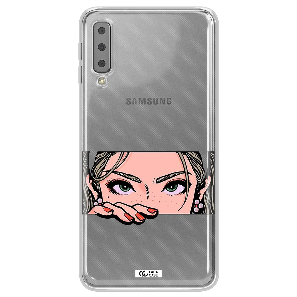A Cartoon Of A Woman's Face Samsung A7 2018 Clear Tpu Case