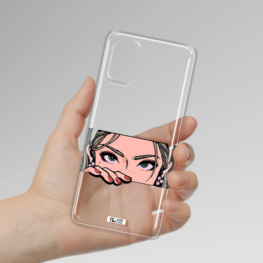 A Cartoon Of A Woman's Face Samsung A71 Clear Tpu Case