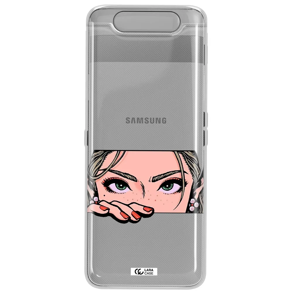 A Cartoon Of A Woman's Face Samsung A80 Clear Tpu Case