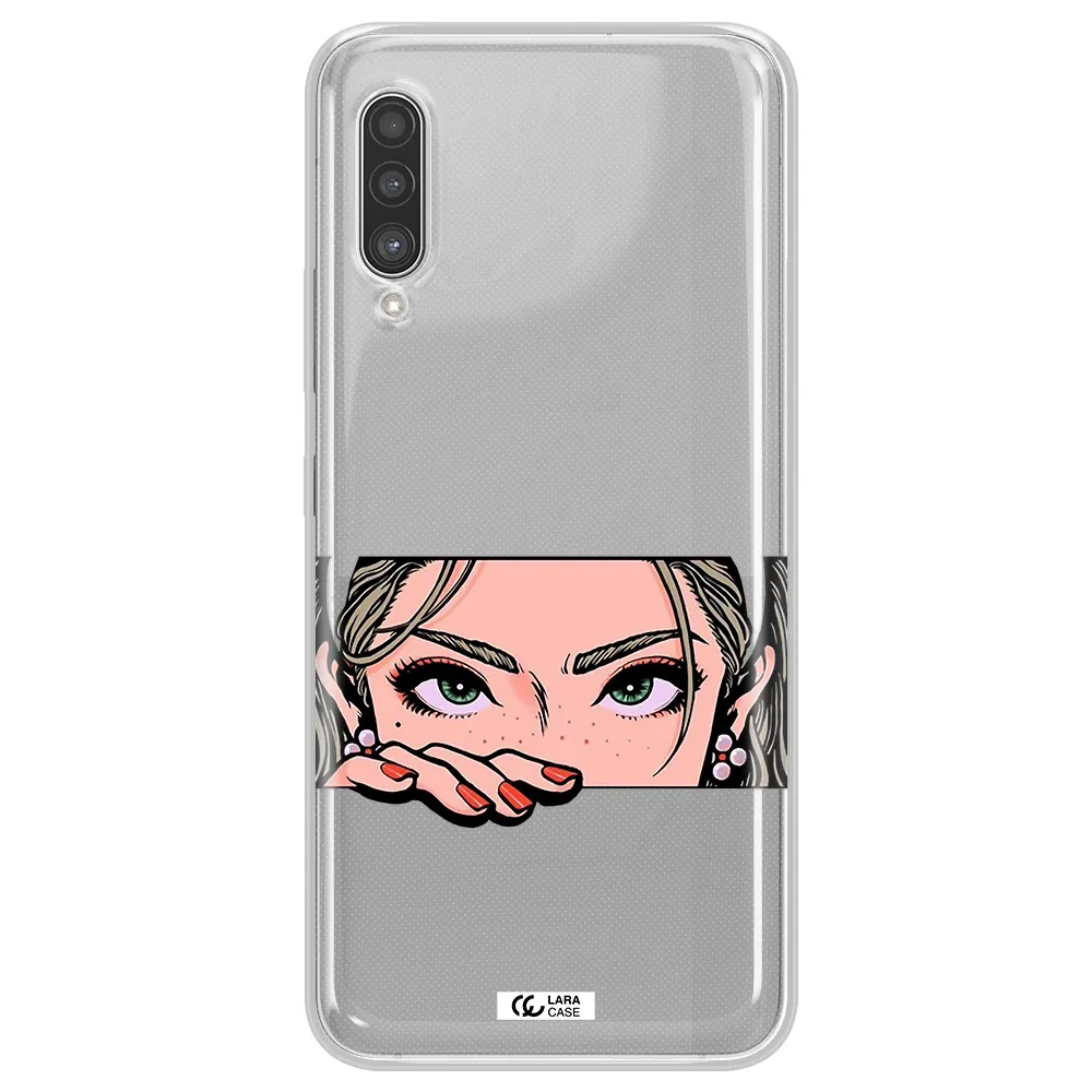 A Cartoon Of A Woman's Face Samsung A90 Clear Tpu Case