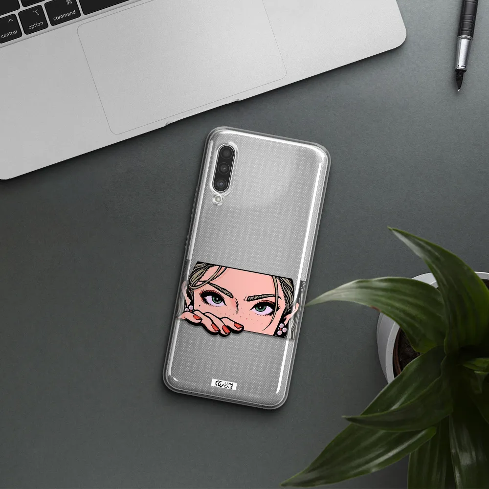 A Cartoon Of A Woman's Face Samsung A90 Clear Tpu Case