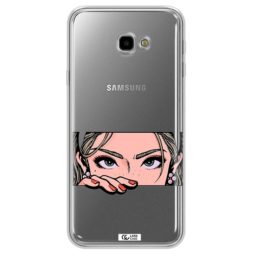 A Cartoon Of A Woman's Face Samsung J4 Plus Clear Tpu Case
