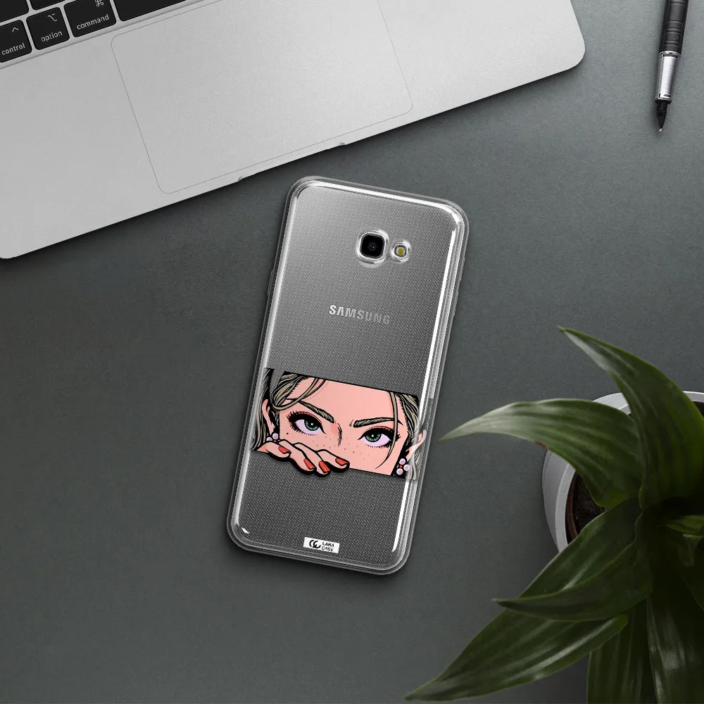 A Cartoon Of A Woman's Face Samsung J4 Plus Clear Tpu Case
