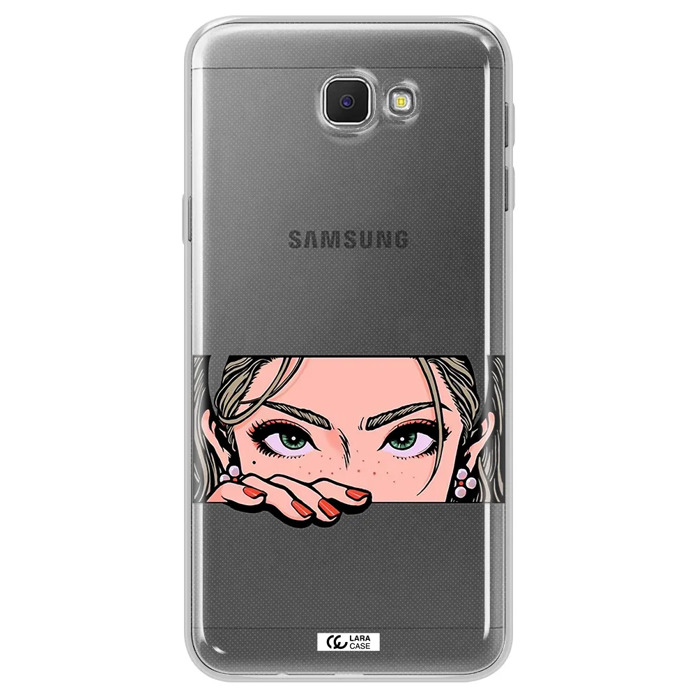 A Cartoon Of A Woman's Face Samsung J5 Prime Clear Tpu Case