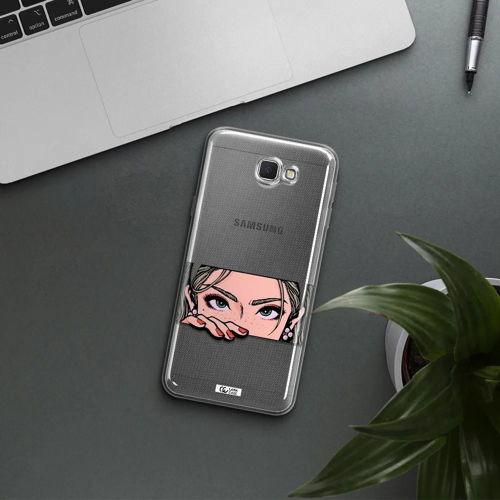 A Cartoon Of A Woman's Face Samsung J5 Prime Clear Tpu Case