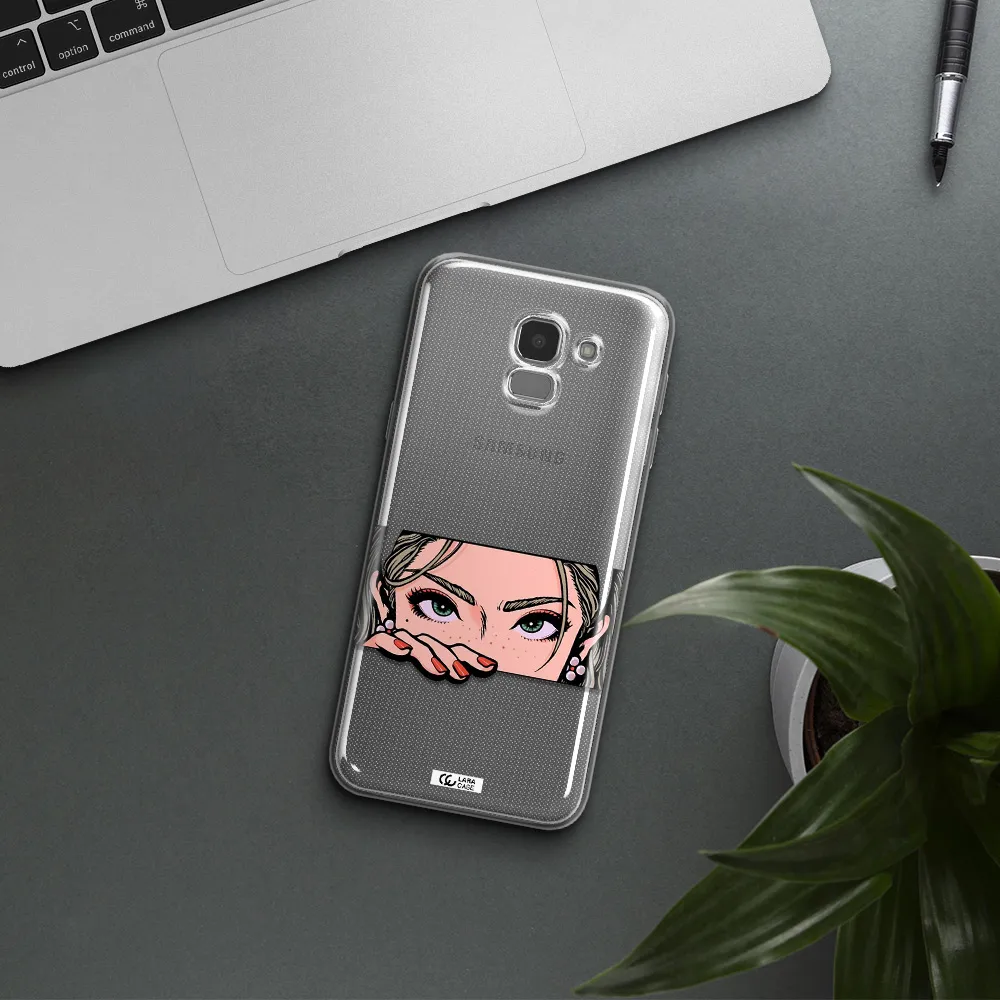 A Cartoon Of A Woman's Face Samsung J6 Clear Tpu Case