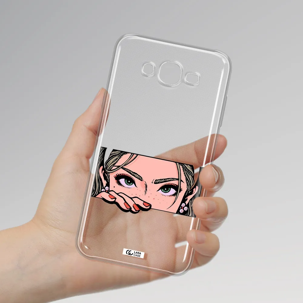 A Cartoon Of A Woman's Face Samsung J7 Core Clear Tpu Case