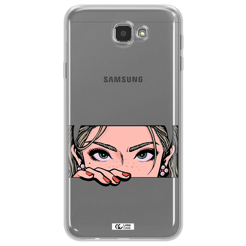 A Cartoon Of A Woman's Face Samsung J7 Prim Clear Tpu Case