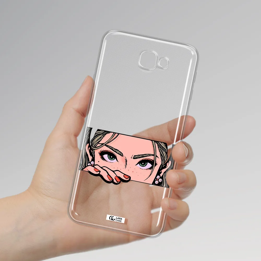 A Cartoon Of A Woman's Face Samsung J7 Prim Clear Tpu Case