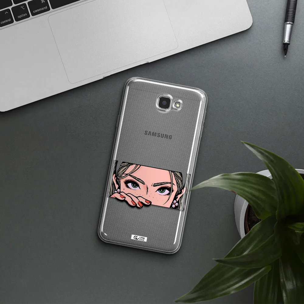 A Cartoon Of A Woman's Face Samsung J7 Prim Clear Tpu Case
