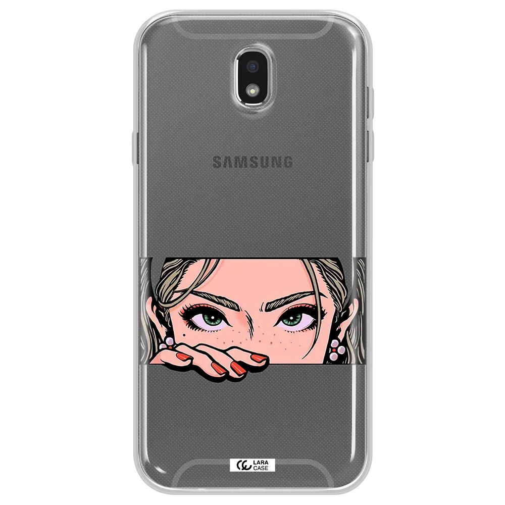 A Cartoon Of A Woman's Face Samsung J7 Pro Clear Tpu Case
