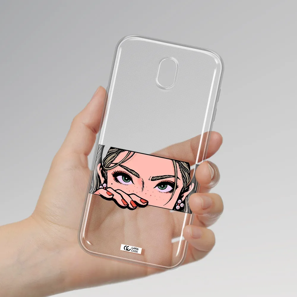 A Cartoon Of A Woman's Face Samsung J7 Pro Clear Tpu Case