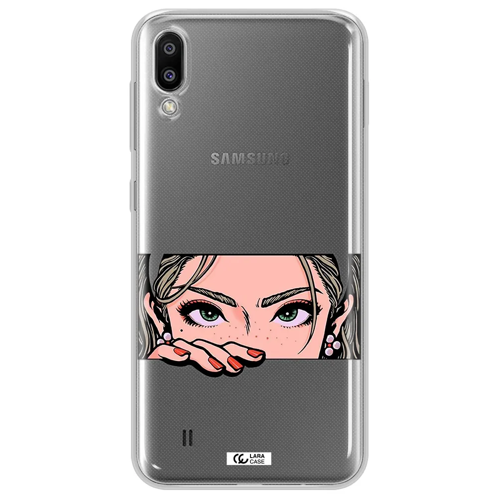 A Cartoon Of A Woman's Face Samsung M10 Clear Tpu Case