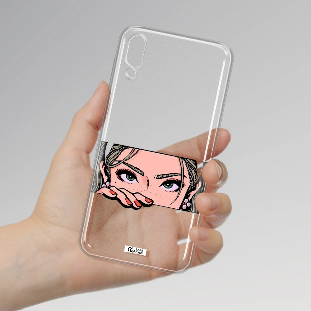 A Cartoon Of A Woman's Face Samsung M10 Clear Tpu Case