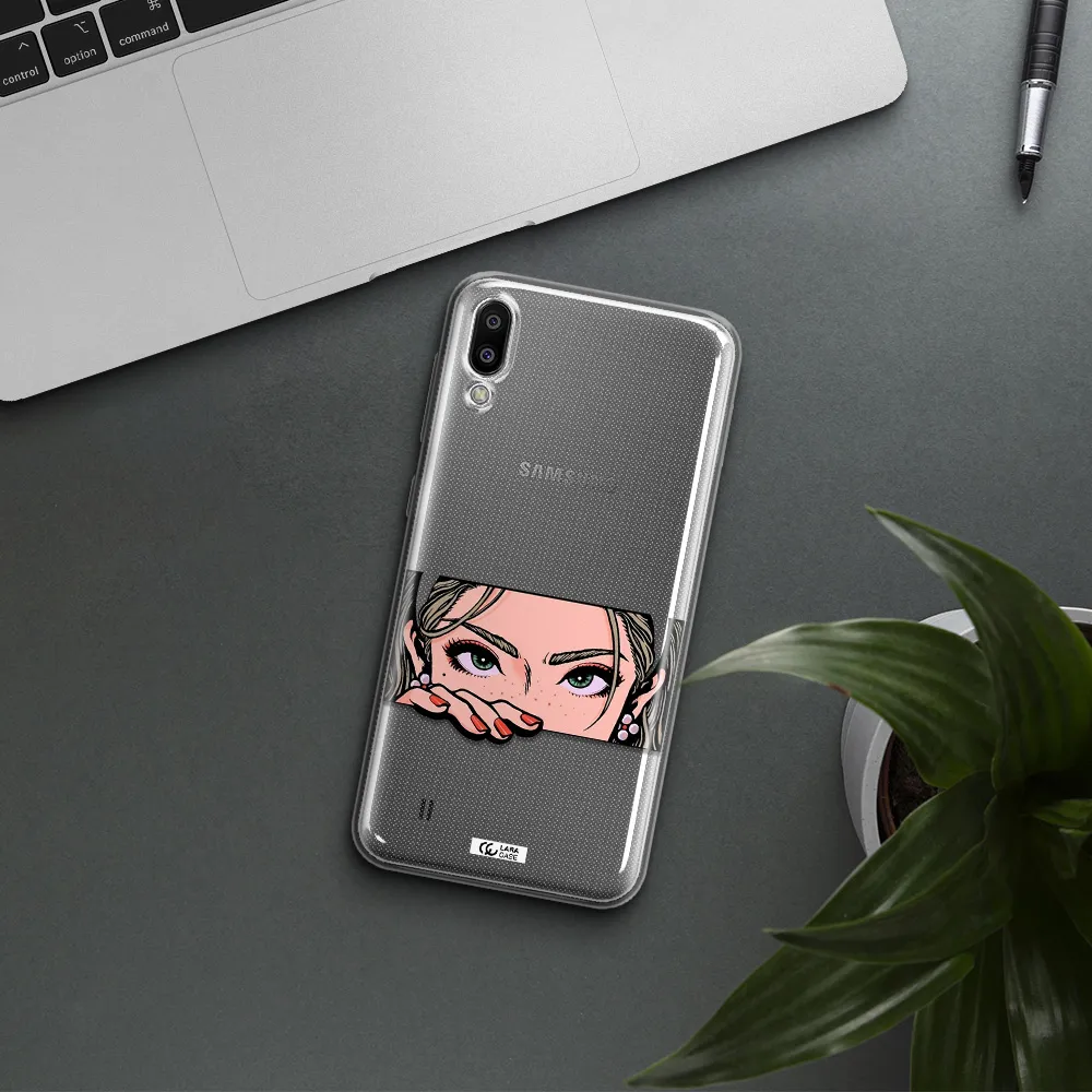A Cartoon Of A Woman's Face Samsung M10 Clear Tpu Case