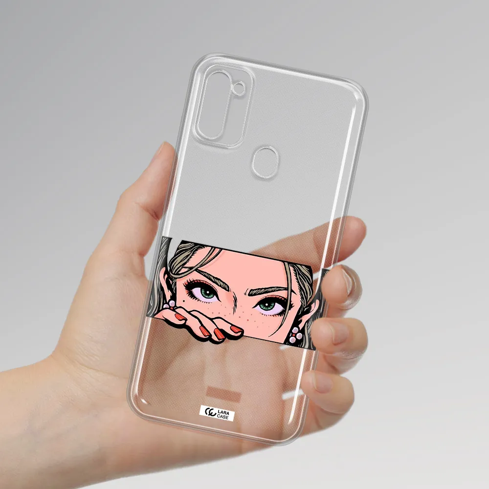 A Cartoon Of A Woman's Face Samsung M11 Clear Tpu Case