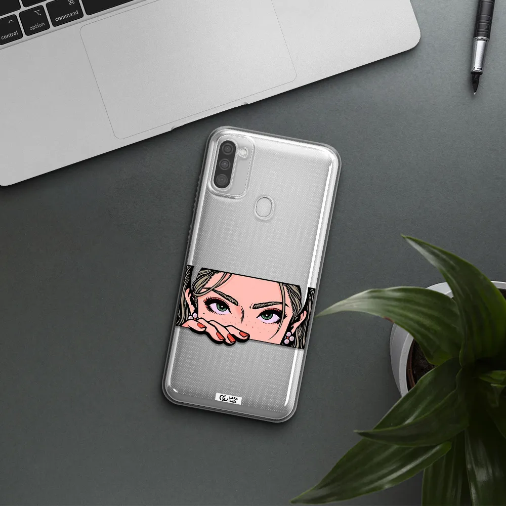 A Cartoon Of A Woman's Face Samsung M11 Clear Tpu Case