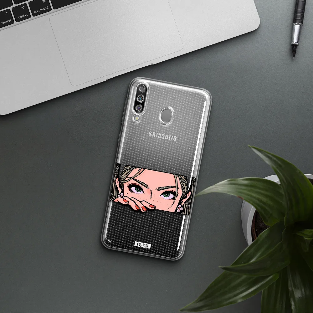 A Cartoon Of A Woman's Face Samsung M30 Clear Tpu Case