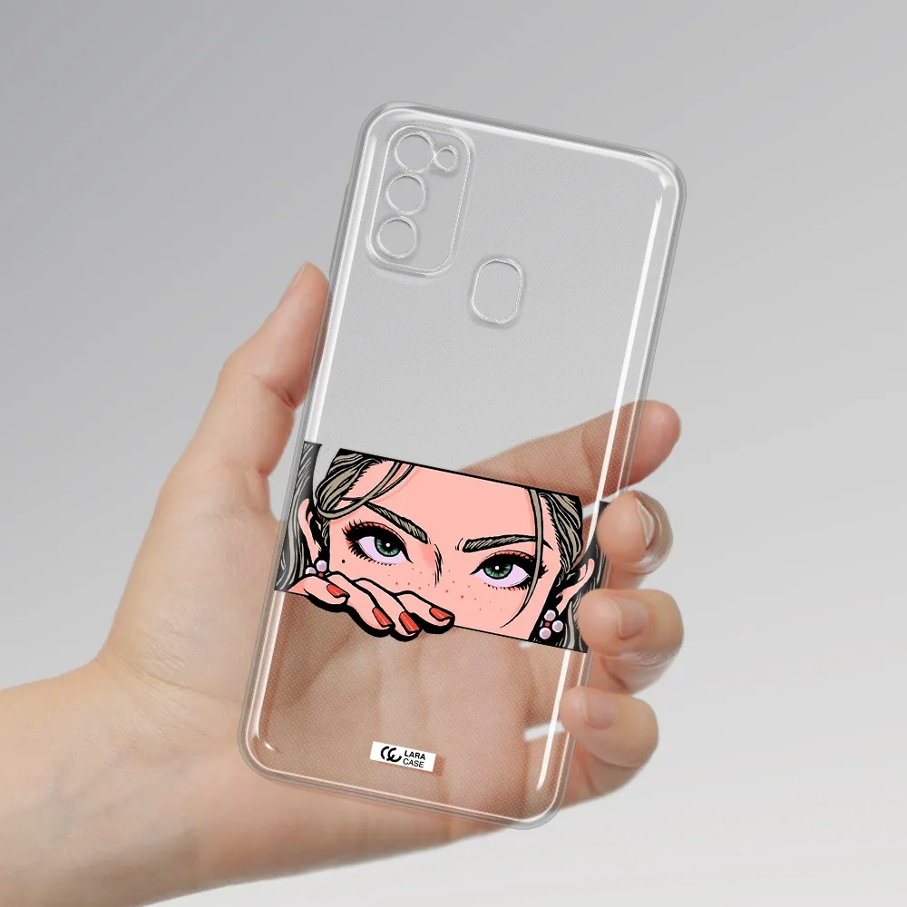 A Cartoon Of A Woman's Face Samsung M30S Clear Tpu Case