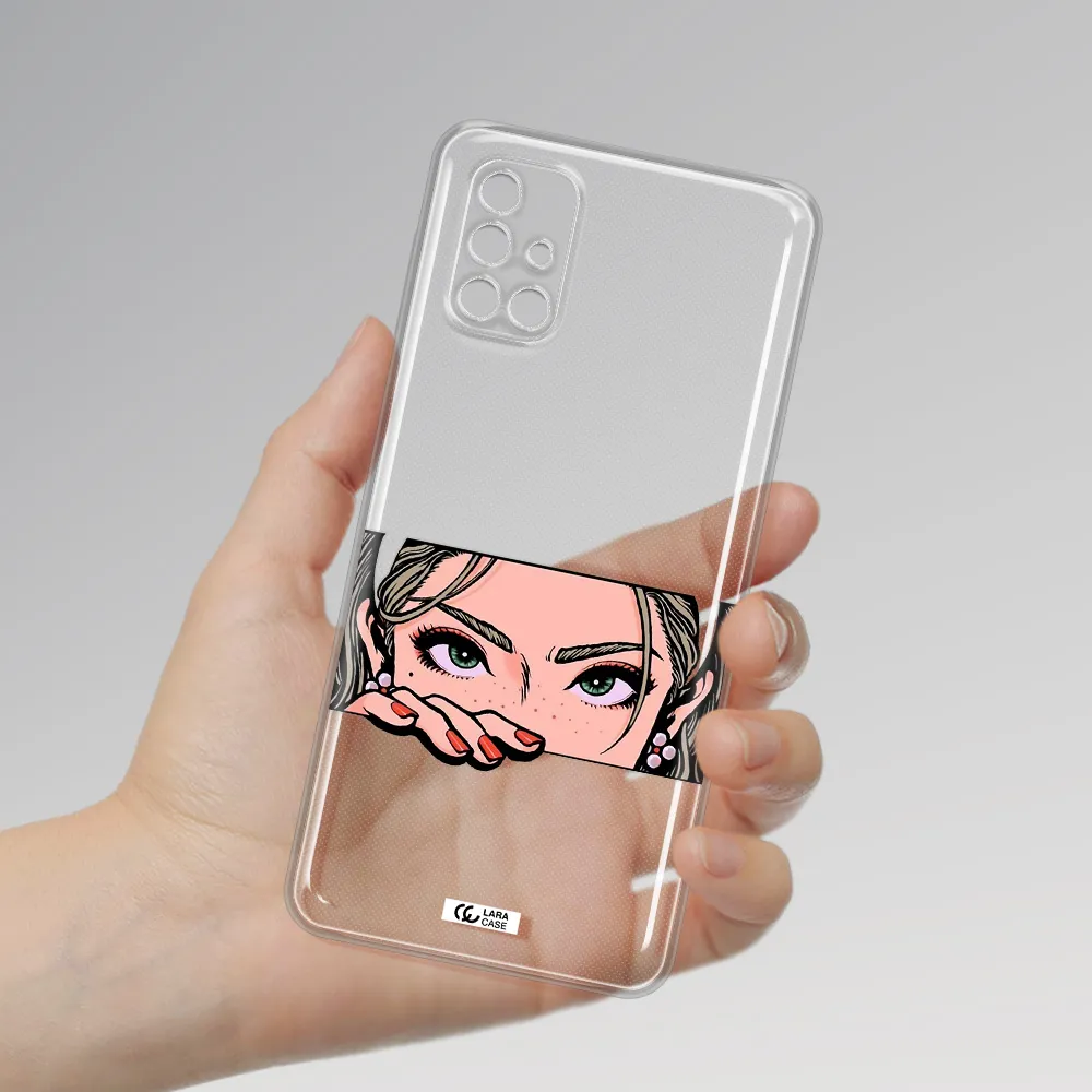 A Cartoon Of A Woman's Face Samsung M31S Clear Tpu Case