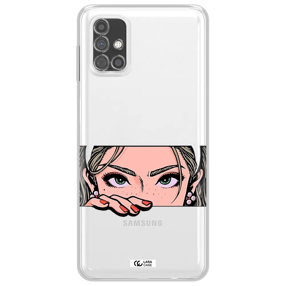 A Cartoon Of A Woman's Face Samsung M51 Clear Tpu Case