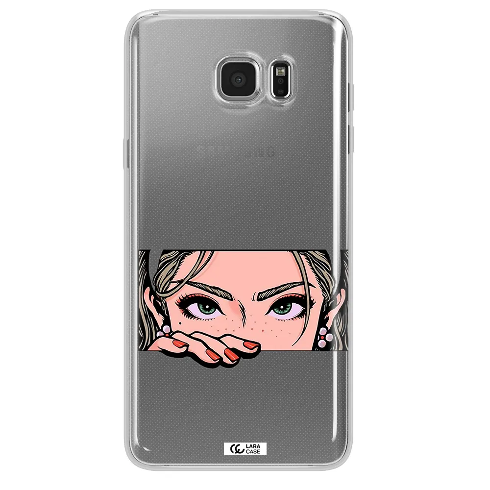 A Cartoon Of A Woman's Face Samsung Note 5 Clear Tpu Case