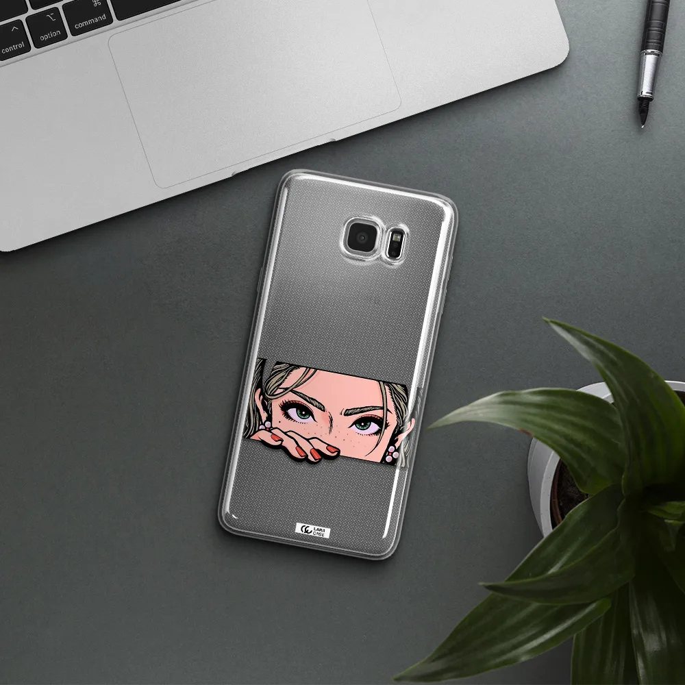 A Cartoon Of A Woman's Face Samsung Note 5 Clear Tpu Case