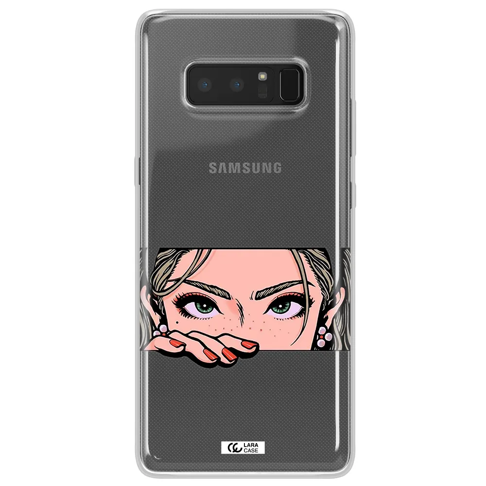 A Cartoon Of A Woman's Face Samsung Note 8 Clear Tpu Case