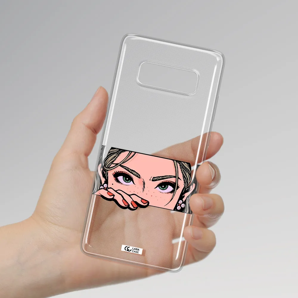 A Cartoon Of A Woman's Face Samsung Note 8 Clear Tpu Case
