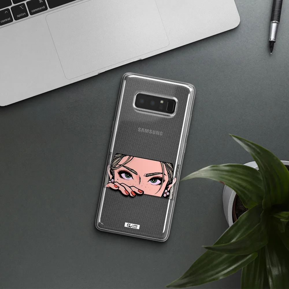 A Cartoon Of A Woman's Face Samsung Note 8 Clear Tpu Case