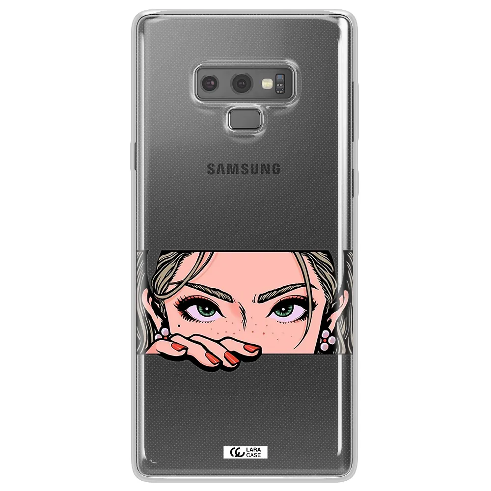 A Cartoon Of A Woman's Face Samsung Note 9 Clear Tpu Case